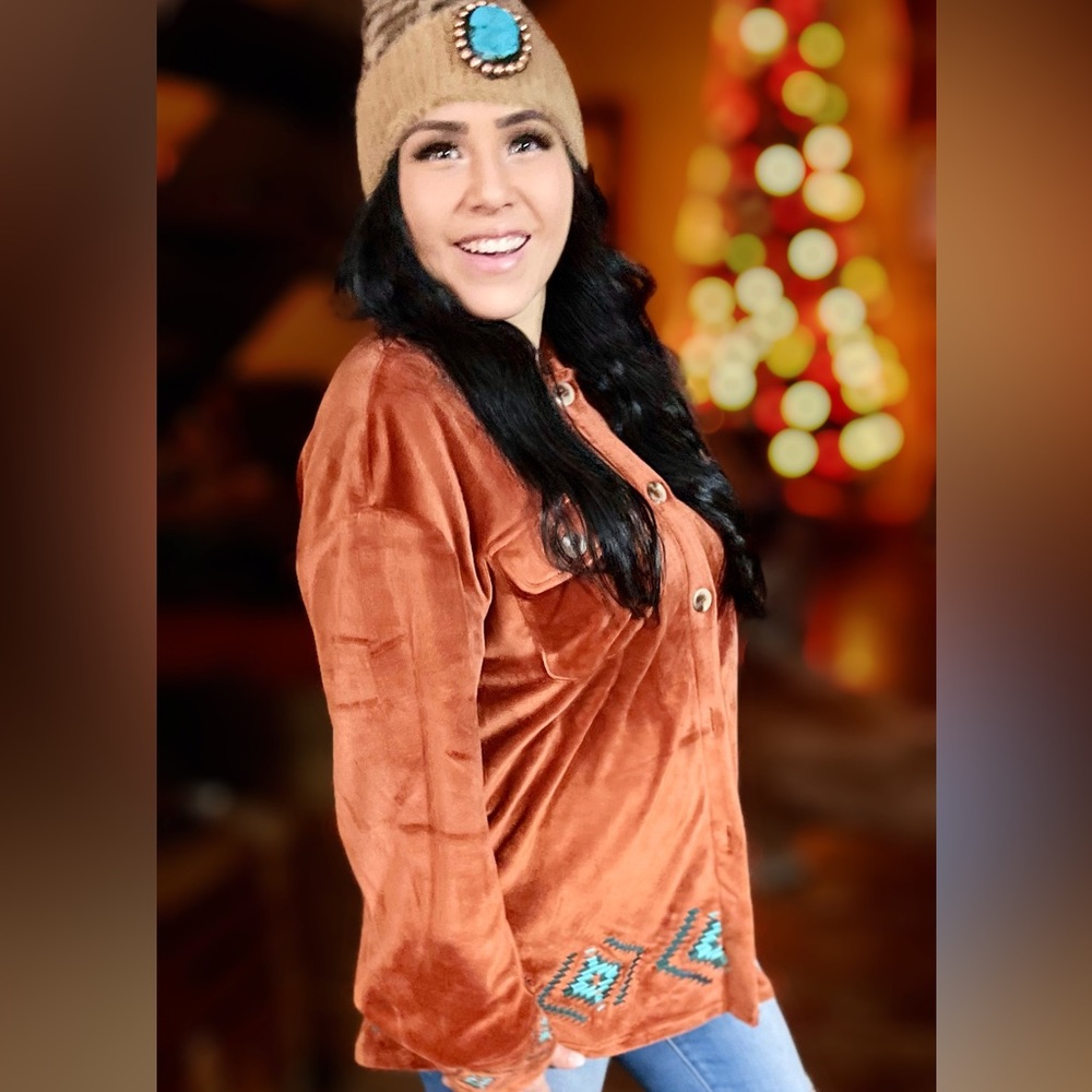 Rust Velvet Shirt - Picture 2 of 4